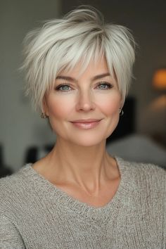 34 Must-Try Short Hairstyles for Older Women with Thin Hair in 2024 – CreativeBooster Short Hair For 50 Year Old Women, Short Bob Fine Hair, Women’s Short Haircuts, Angled Pixie, Short Hairstyles For Older Women, Short Hairstyles For Fine Hair, Chic Short Haircuts, Crop Haircut, Short Sassy Haircuts