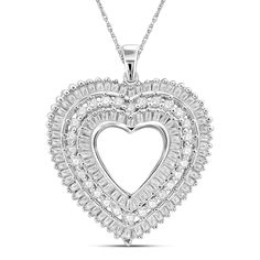 PRICES MAY VARY. A Gift That Sparkles & Dazzles All: This timeless diamond heart pendant is sure to capture anyone’s heart. Fashioned with loads of brilliant white diamonds, this 1.00 carat heart necklace is romantic, dreamy and expertly crafted to reflect your love. Gorgeous 18 Inch Rope Chain Included: This Sterling Silver diamond heart necklace is beautifully suspended from a fashionable 18-inch rope chain, which is as durable as it is stylish. The chain can also be used with other pendants o Heart Cut Baguette Diamond Jewelry For Anniversary, Heart Shaped Baguette Diamond Jewelry For Anniversary, Heart-shaped Baguette Diamond Jewelry For Anniversary, Anniversary Heart Cut Baguette Diamond Jewelry, Heart Shaped Diamond Necklace, White Diamond Jewelry, Diamond Heart Necklace, Sterling Silver Heart Pendant, Heart Necklace Diamond