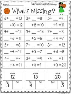 the worksheet for addition and subtraction with numbers to 10, which includes two