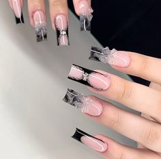 Fake Nail Tips, Black Acrylic Nails, Nail Art Gel, Nagel Tips, Unique Acrylic Nails, Fake Nail, Tips For Women, Acrylic Nails Coffin