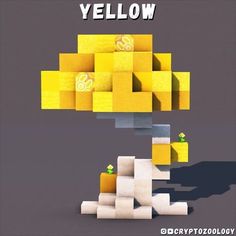 the yellow blocks are stacked together to make an interesting background for this video game poster