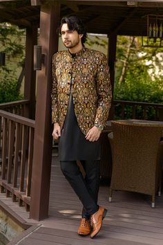 SKU: 21015Includes Inner and Pyjama Experience Grooms wear this season with Shireen Lakdawala where the experience turns into a luxurious journey for the whole family. Explore our meticulously crafted black/maroon prince coat, a classic piece adorned with exquisite details that exude sophistication. Coat Wedding Men, Black Ceremonial Sherwani For Winter, Black Bandhgala For Ceremonial Occasions And Festivals, Designer Black Nehru Jacket With Traditional Drape, Black Nehru Jacket With Traditional Drape For Festive Occasions, Traditional Black Nehru Jacket For Festive Season, Black Nehru Jacket For Ceremonial Festive Occasions, Black Traditional Wear For Eid Ceremony, Black Traditional Wear For Ceremonial Eid