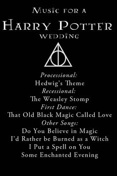 the harry potter wedding song is shown in black and white