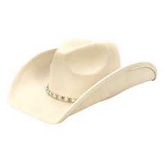 Faux sueded western hat with teardrop crown. Sharp up turned side brim, 3.5" wide. Stunning faux pearl and rhinestone band. Underwelt brim. Drawstring to reduce size. Faux suede is a smooth synthetic material that feels like suede to the touch. 100% polyester. Brimmed Hats With Rhinestones For Country Events, Country Style Rhinestone Hats For Rodeo, Adjustable Rhinestone Hat Bands For Western-themed Events, Western Hat Band With Rhinestones For Country Events, Western Style Rhinestone Hat Bands For Country Events, Western Style Fedora With Rhinestones, Western Adjustable Hats With Rhinestones, Rodeo Hat With Rhinestones And Curved Brim, Rodeo Hat Bands With Rhinestones And Curved Brim