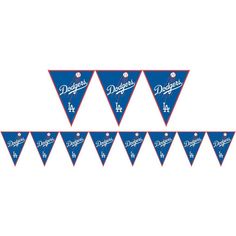 the dodgers pennant flag is hanging from a line