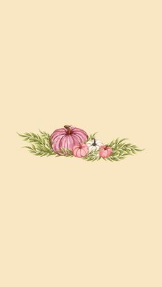 an illustration of pumpkins and flowers on a beige background