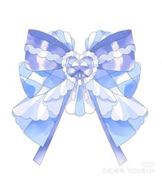 a blue and white bow with clouds on it