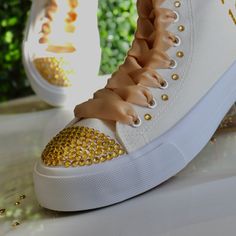 Pick your own colors and Personalized Dancers Sneakers for your Quinceañera. Remember to add your name and the date of the event on the Personalization tab. Perfect match for that dress, don’t forget to ask us for a matching Tiara - Crown. You can search in our Etsy store - GuiltychicPrint for more information about our reviews.🌟Includes🌟- Pick shoelace colors. - The toe top is covered with bright rhinestones.- On the sides of the shoe (right & left), the idea/name/date is printed in solid or glitter color.- Date of the event on the back🧡You will receive🧡- One pair of Personalized sneaker canvas off-brand- One special custom bag for the shoes🙏Working together🙏- You can pick a combination of the colors. See the letter color options below.- Please enter the date of the celebration and White Sneakers For Party With Round Toe, White Round Toe Party Sneakers, White Round Toe Sneakers For Party, White Low-top Sneakers For Party, Low-top Party Sneakers With Laces, Spring Party Low-top Sneakers, Low-top Sneakers For Spring Parties, Party Sneakers With Round Toe And Laces, Trendy Party Sneakers With Laces