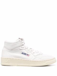 white goatskin ankle-length front lace-up fastening round toe logo patch to the side branded leather insole flat rubber sole Castaner Espadrilles, Autry Sneakers, Zanotti Sneakers, Alexander Mcqueen Sneakers, Rene Caovilla, Goat Leather, Sneakers Outfit, Leather Logo, Nike Dunk