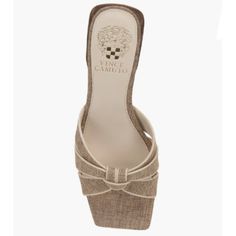 *New* In Box Unused! Vince Camuto Knotted Canvas Mule Sandal Color: Natural Multi/Warm Vanilla Sizes: 8, 9, 9.5 Price: $139 Sale: $79 Product Description: Designed With Knotted Canvas Straps Edged In Leather, Adds A Touch Of Neutral-Hued Texture To Warm-Weather Looks. The Sandal Is Styled With A Directional Square Open Toe And An Angled Block Heel. Wear Your Pair With A Floaty Maxiskirt And Peasant Top For A Boho Edit. Prod. Item #:13797-01/2520 Black Leather Dress Shoes, Rhinestone High Heels, Mid Heels Pumps, Short Heels, Leopard Heels, Leather Dress Shoes, Black Leather Heels, Lace Up Sandals, Vince Camuto Shoes