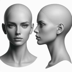 two female mannequin heads facing each other