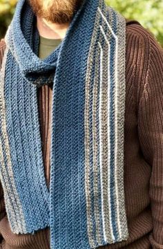 a man with a beard wearing a blue scarf