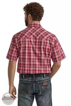 Wrangler 112346239 Red Plaid Retro Shirt Wrangler is Western wear. This classic plaid short sleeve Western shirt is a sharp look for your favorite jeans. With the added flare of double snap flap chest pockets, this is a look that will feel like home. Short Sleeves Spread Collar Double Snap Flap Pockets Single Yoke Front & Back Snap Down Front 100% Cotton Style# 112346239 Size Chart Style# 112346239 Short Sleeve Plaid Flannel Shirt With Pockets, Plaid Short Sleeve Flannel Shirt With Pockets, Casual Short Sleeve Shirt For Rodeo, Western Style Cotton Shirt With Short Sleeves, Western Short Sleeve Tops With Button Closure, Western Short Sleeve Shirt With Button Closure, Candy Red, Retro Western, Red Retro