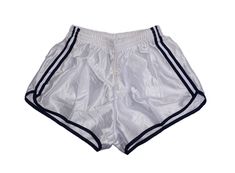 "Genuine French Army PT Sport Shorts White with dark navy stripes on both sides; silky Slightly see-through Unisex New/never issued genuine army surplus Manufactured 1990s and have been in storage since; made in France Composition: 100% polyamide Lightweight, elastic waist with drawstring, back pocket Classic design, true vintage, they've got that retro feel & look Available sizes: XXS - up to 26\" (68cm) waist XS - 26-30\" (68-76cm) waist S - 30-32\" (76-80cm) waist M - 32-36\" (80-92cm) waist Horse Model, Army Shorts, Silky Pants, Running Dog, Short Blanc, Cute Clothing Stores, Army Surplus, Dolphin Shorts, Retro Sports