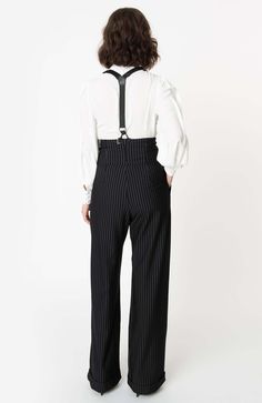 Step back in time with the Thelma Suspender Pants! These 1930s inspired beauties are made from a luxurious fabric blend, boasting a high waist and adjustable suspenders for that perfect fit. With deep pockets and cuffed wide legs, these pants will make you the star of any occasion. Unlined Button Up Front Removable and Adjustable Suspenders Side Pockets Material Has No Stretch Suspender Pants, Suspenders, Luxury Fabrics, Unique Vintage, Button Up, Wide Leg, Perfect Fit, Nordstrom, High Waisted