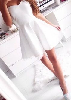 White Short Strapless Homecoming Dress Prom Dress Strapless Homecoming Dresses, Simple Homecoming Dresses, White Bridesmaid, White Homecoming Dresses, White Bridesmaid Dresses, Dress Short, Street Styles