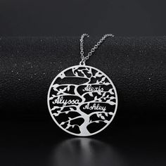 High Quality Custom Made Names Necklace Personalized Jewelry Family Tree Name Necklace Cursive Name Necklace For Women Young Girls Family Jewelry Gift To Mother Father Sister Tree Name, Custom Family Tree, Personalised Family Tree, Family Tree Necklace, Family Necklace, Family Jewellery, Great Gifts For Mom, Tree Necklace, Tree Of Life Necklace