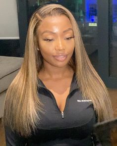 Dyed Natural Hair, Honey Blonde Hair, Hair Laid, Hair Color For Black Hair, Light Brown Hair, Aesthetic Hair, Hair Highlights, Hair Looks, Human Hair Wigs