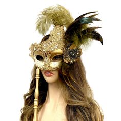 PRICES MAY VARY. Title: STORM BUY Masquerade Feather Mask with Holding Stick Venetian Women Mask For Halloween Costume Mardi Gras Party. Product Type: Departments > Costumes & Accessories > Women > Masks Fantasy Hats And Headpieces For Carnival, Fantasy Costume Hats For Carnival Events, Steampunk Costume Hats For Halloween Masquerade, Gothic Costume Hats For Masquerade And Carnival, Gothic Costume Hats And Headpieces For Masquerade Carnival, Steampunk Mask Costume Accessories, Adjustable Fantasy Masquerade Mask For Costume, Gold Steampunk Costume Accessories For Costume Party, Fantasy Costume Hats And Headpieces For Masquerade Carnival