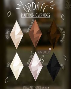 an image of different colored diamonds on a window sill with the words update and plumbo overriddes