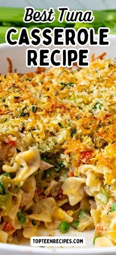 the best tuna casserole recipe in a white dish