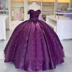 #ad Dark Purple Sweet 16 Dresses, Plum Quinceanera Dresses, Magenta Quinceanera Dresses, Royal Purple Ball Gown, Dark Purple Quince Dresses, Dark Purple Ball Gown, Enchanted Quince, Dark Purple Quinceanera Dresses, Purple Quince Dress