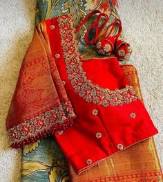 Red Saree Blouse Design, Traditional Blouse Designs Weddings, Blouse Designs For Bride, Red Blouse Design, Basic Blouse Designs, Latest Blouse Neck Designs, Silk Saree Blouse Designs Patterns