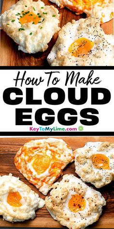 how to make cloud eggs on toasted bread with an egg in the middle and other breakfast foods