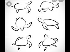 four different types of sea animals drawn in black ink on white paper - stock image