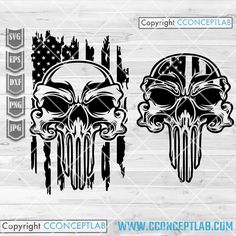 two skulls with the american flag on them