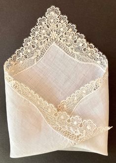 "Vintage Swiss Hankie, Handkerchief, fine linen, white lace border, floral design. Made in Switzerland  11\" x 11\" great condition, one small rip on the Lace, please see marked photo, no stains!" Luxury Elegant Silk Handkerchiefs, White Victorian Handkerchiefs With Lace Trim, Victorian White Handkerchiefs With Lace Trim, White Victorian Handkerchief With Lace Trim, Classic White Lace Handkerchiefs, Classic White Lace Handkerchief, Classic White Lace Work Handkerchiefs, Elegant Lace Handkerchiefs With Lace Trim, Elegant White Handkerchiefs With Crochet Lace