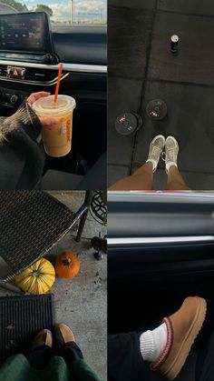 two pictures side by side one shows someone's feet on the floor and another showing their shoes