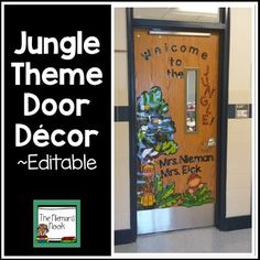 an image of a door decorated with the words jungle theme