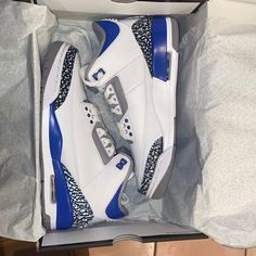 Accepting Offers!!! Woman’s 9.5 Men’s 8 Brand New, Never Been Worn Bought These On A Release Decor Closet, Wishlist 2024, Blue Jordans, Mens Bedroom, Jordan 3 Retro, Air Jordan 3 Retro, Retro Blue, Womens Jordans, Air Jordan 3