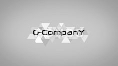 the word company is written in black and white on a gray background with triangular shapes