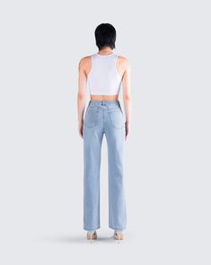 Who said a casual fit needs to be boring? 😏 This two piece set featuring a white cropped tank top paired with blue distressed denim jeans is the versatile look of your dreams 🤍 Trendy Medium Wash Crop Top, Trendy Denim Crop Top, Casual Light Wash Cropped Crop Top, Casual Light Wash Cropped Top, Light Wash Casual Cropped Top, Trendy Light Wash Denim Crop Top, White Cropped Denim Jeans, Casual White Cropped Jeans, High Rise Denim Crop Top Casual Style