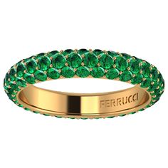 FERRUCCI green emerald eternity ring, an approximate total carat weight of 2.00 carat, hand made in New York City with the best Italian craftsmanship, conceived in 18k yellow gold. Classic, sophisticated, gorgeous look, everlasting in time style This is a Ring size 6 we offer the complimentary option to customize the size upon order. Ruby Eternity Ring, Emerald Eternity Ring, Emerald Band, Inexpensive Jewelry, Eternity Ring Gold, Modern Gold Jewelry, Pave Diamond Band, Gold For Sale, Pave Diamond Ring