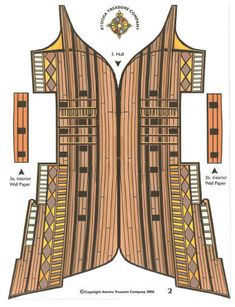 a paper model of a wooden structure with different sections and parts to make it look like an