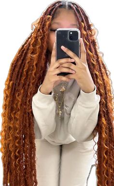 Soft Locs Styling Ideas, Butterfly Locs Wine Color, Invisible Locs Over Locs Hairstyle, Ginger Soft Locs With Curls, 350 Locs Black Women, Ginger Boho Faux Locs, Ginger Bohemian Locs, Fox Locs Hairstyles With Color, Copper Invisible Locs