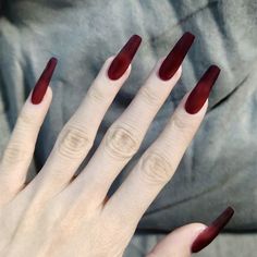 Ballerina Nail Shape Long, Deep Red Nails Designs, Long Ballerina Nails, Sugar Nails, Natural Nail Art, Nail Art Glitter, Long Nail, Red Nail Designs