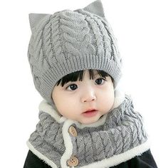 Cat Knitted 2 in 1 Hat set Boys Beanie, Soft Hats, Hat And Scarf Sets, Toddler Hat, Ear Hats, Dog Pattern, Scarf Hat, Knitting Girls, Scarf Set