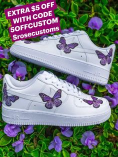 Nike Air Force 1 Purple Lilac Monarch Butterfly Custom Shoes Men Women Kids Butterfly Shoes, Custom Shoes Diy, Nike Shoes Air Force, Nike Shoes Girls, All Nike Shoes, Nike Air Shoes, Cute Nike Shoes, Cute Sneakers, Nike Air Jordans