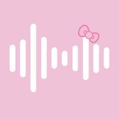 a pink hello kitty wallpaper with white lines and a bow on the top of it