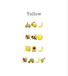 the words yellow are arranged in different shapes and sizes, including an apple, sunflower,