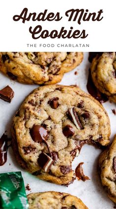 chocolate chip cookies with text overlay