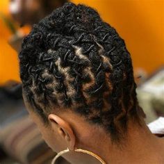 Short Locs Updo ️💛💚 . . . Now booking for August & September Styleseat ... Dog Hairstyle, Short Dreadlocks Hairstyles, Locs Updo, Lock Hairstyles, Short Dreadlocks Styles, Dread Styles, Short Dreads