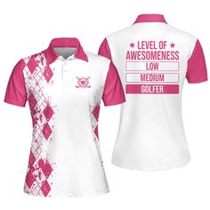 Pink Moisture-wicking Golf Top, Custom Sports Shirts, Custom Polo Shirts, Womens Golf Shirts, Funny Golf, Printed Polo Shirts, Golf Humor, Short Humor, Funny Short