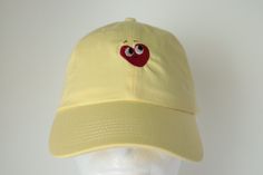 Simple dad hat with embroidered In Love Red Heart. Adjustable buckle in the back so the hat will fit anyone. Cute Hats With Embroidered Logo And Curved Brim, Cute Dad Hat With Curved Brim, Cute Baseball Cap With Embroidered Logo And Curved Brim, Cute Everyday Baseball Cap, Love Pastel, Pastel Yellow, Dad Hat, Trucker Cap, Red Heart