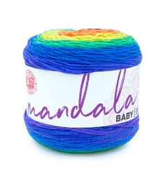 a ball of yarn with the word mandala on it in multicolors