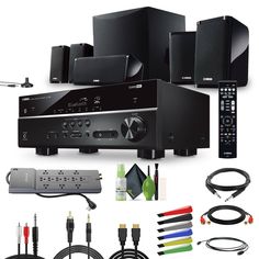 the home theater system is ready to be used with all its components and accessories, including cables